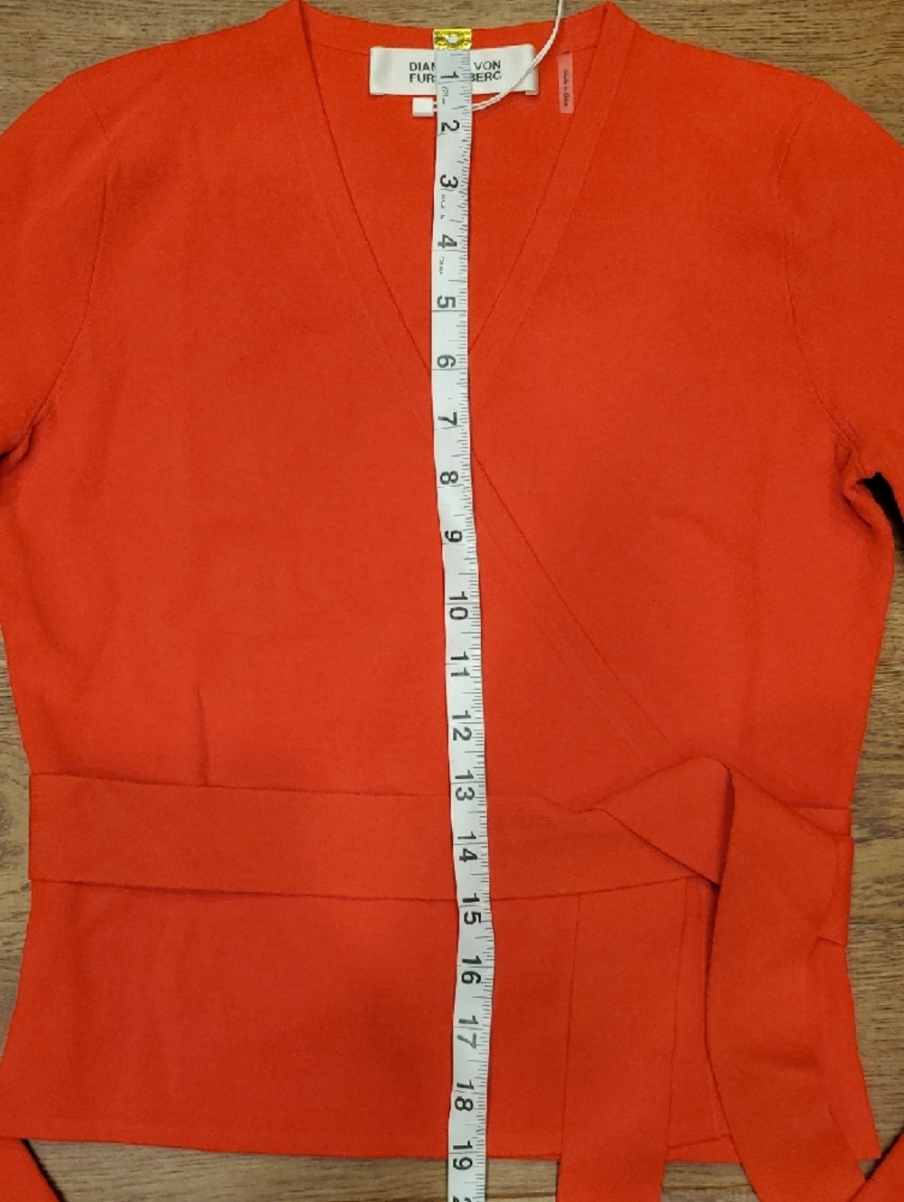 Diane Von Furstenberg NWT Brire Long Sleeve V-Neck Wrap Top Bright Red Size P - Picture 9 of 16